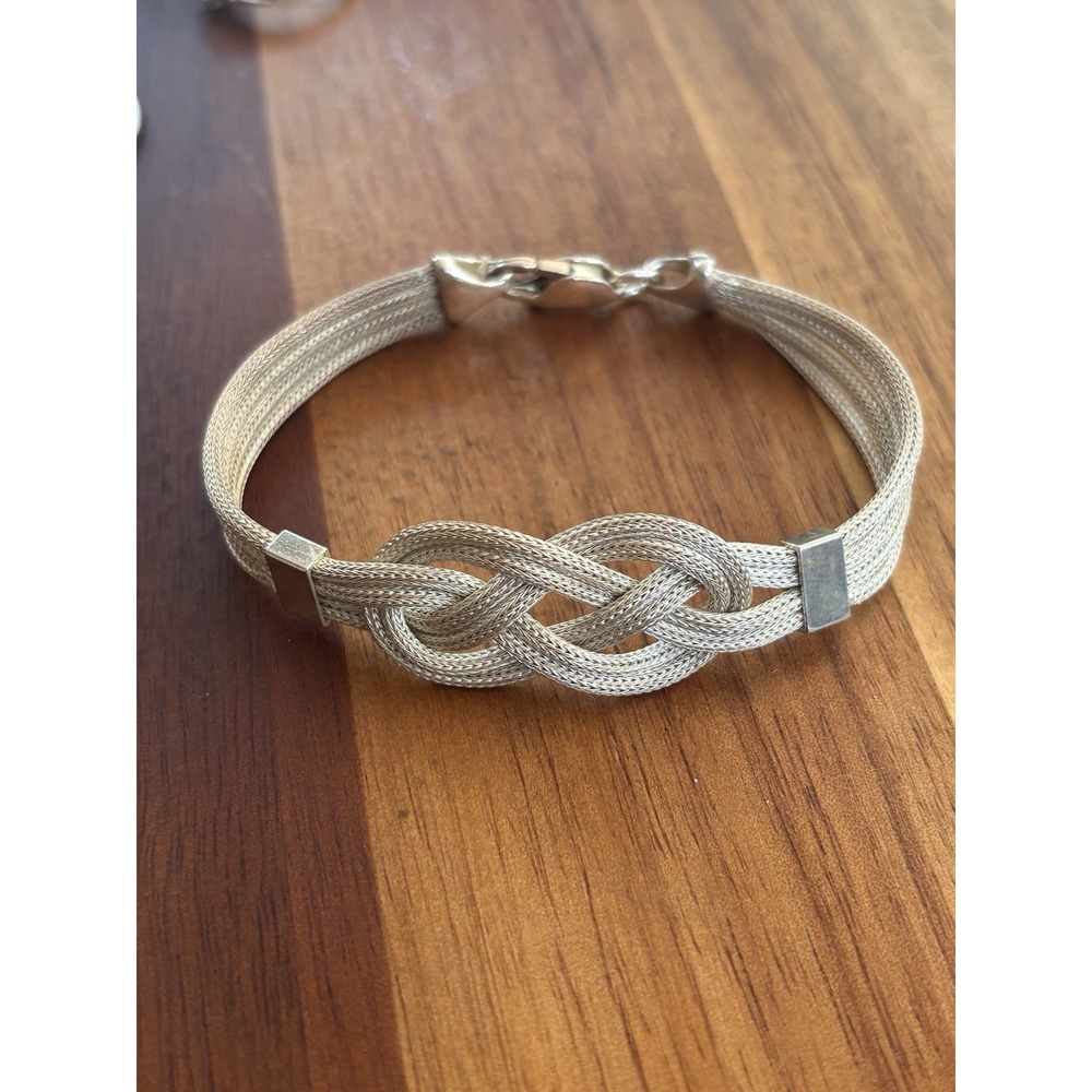 Vtg Sterling Silver 925 Italian Mesh Infinity Knot Bracelet 13.9 Grams 7.25"